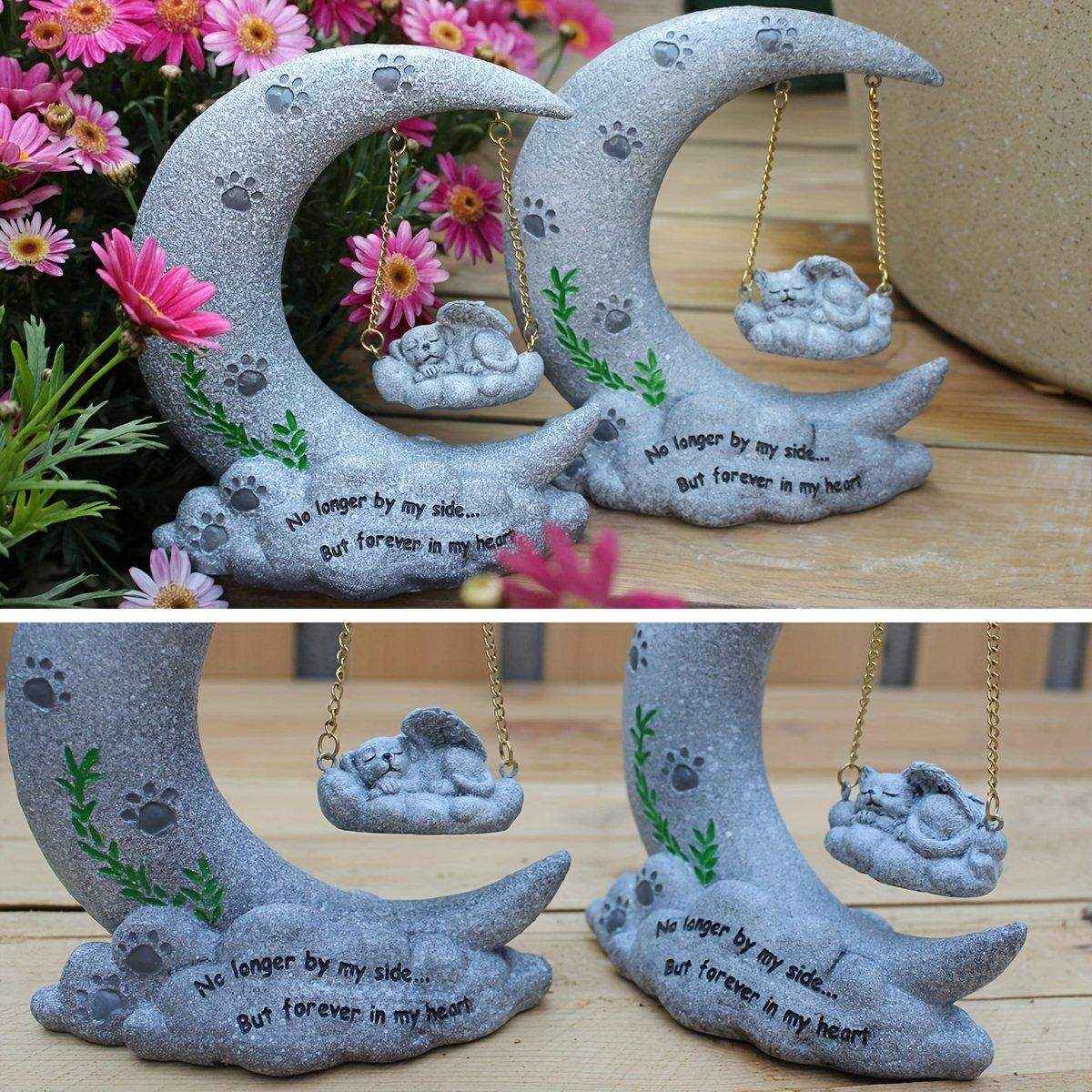 Moon-Themed Pet Memorial Resin Cat or Dog Tribute for Garden & Home
