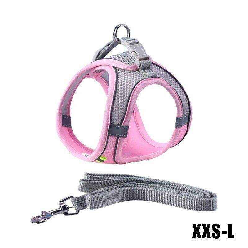 Pet Dog Harness Adjustable Reflective Breathable Outdoor Collars Strap Cat Leash