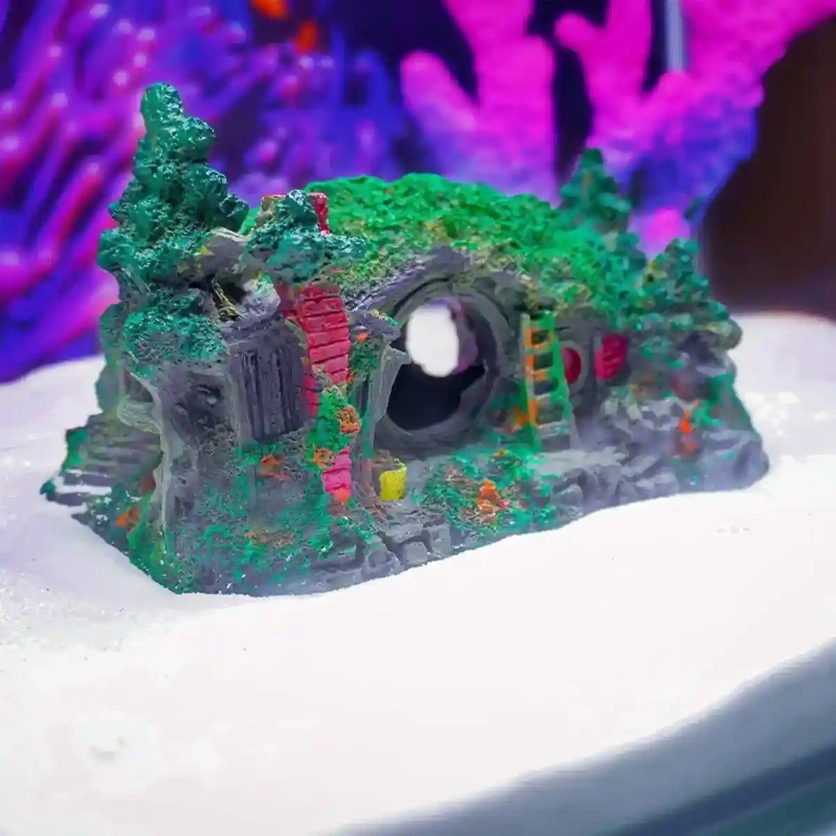 Grass House Aquarium Ornament Realistic Fish Tank Decoration for Fresh & Saltwater