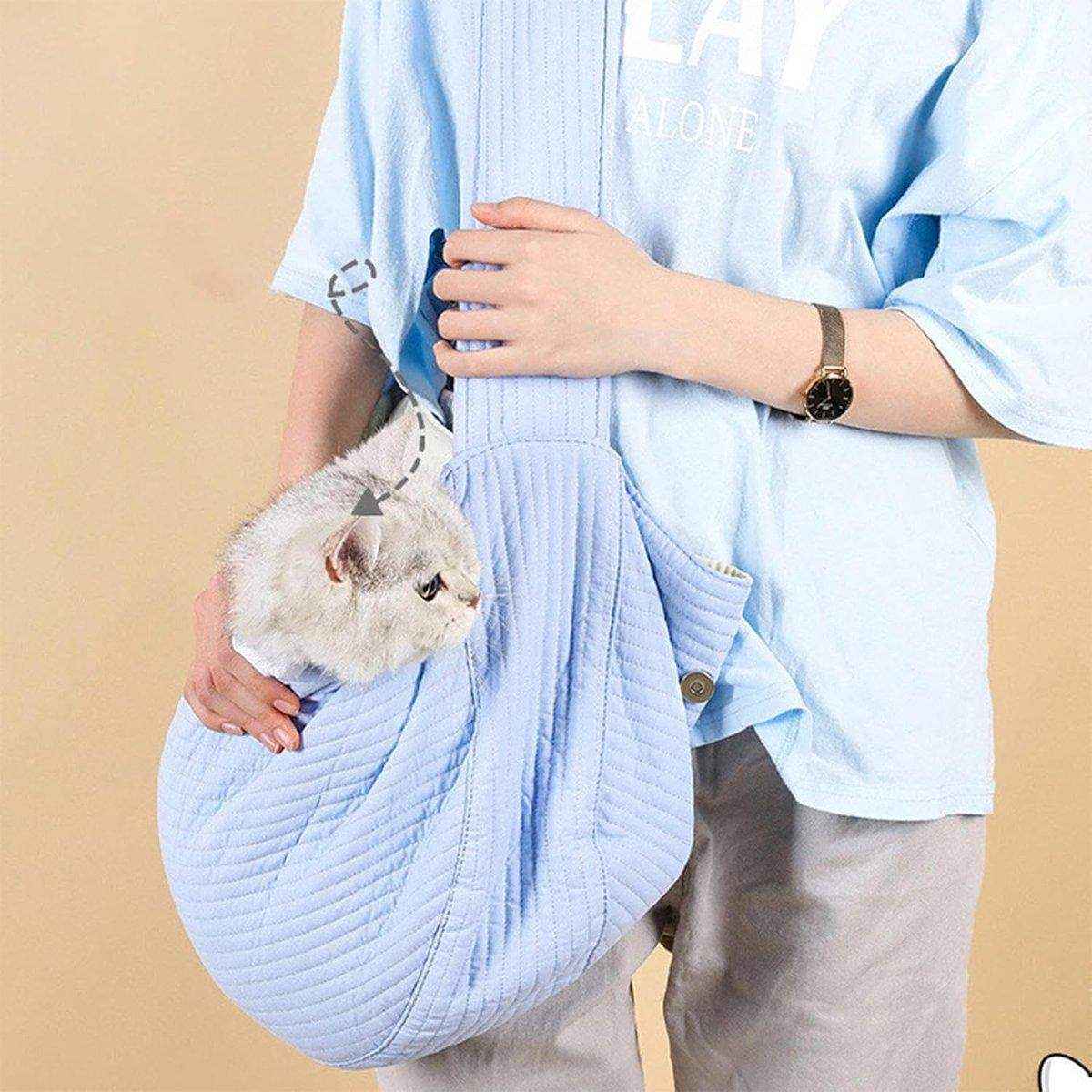 Portable Pet Cat Carrier Bag Crossbody Canvas Shoulder Bag for Travel Outdoors