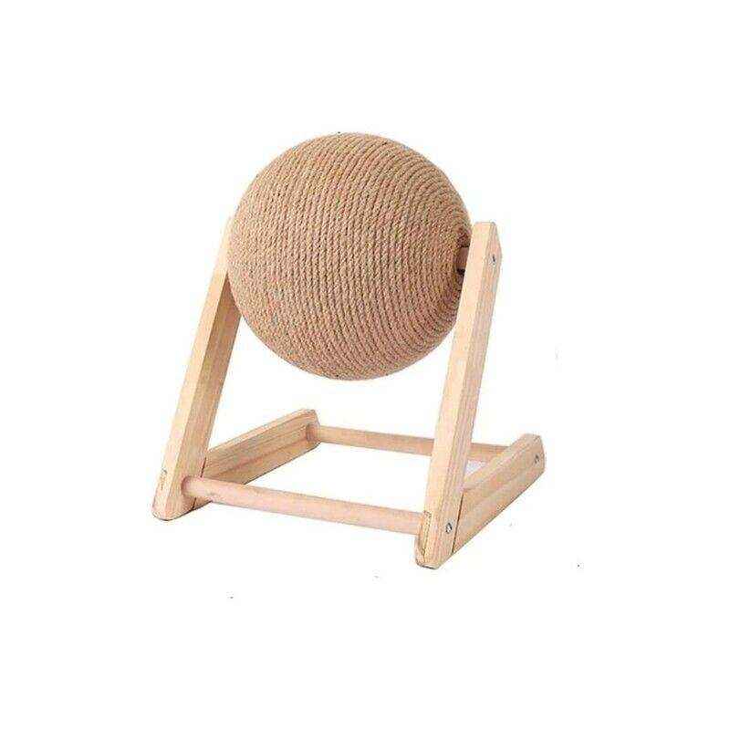 Interactive Wooden Sisal Cat Scratcher Ball Toy For Indoor Cats