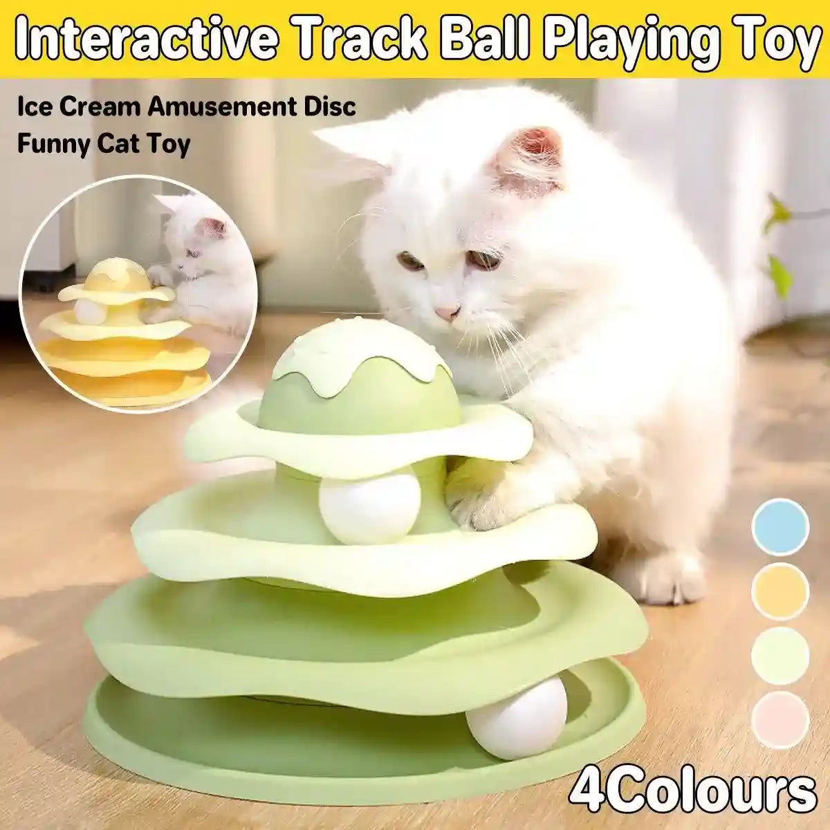 Funny Cat Toy Pet Toys Plastic Tower Interactive Track Ball Playing Game 3 Level