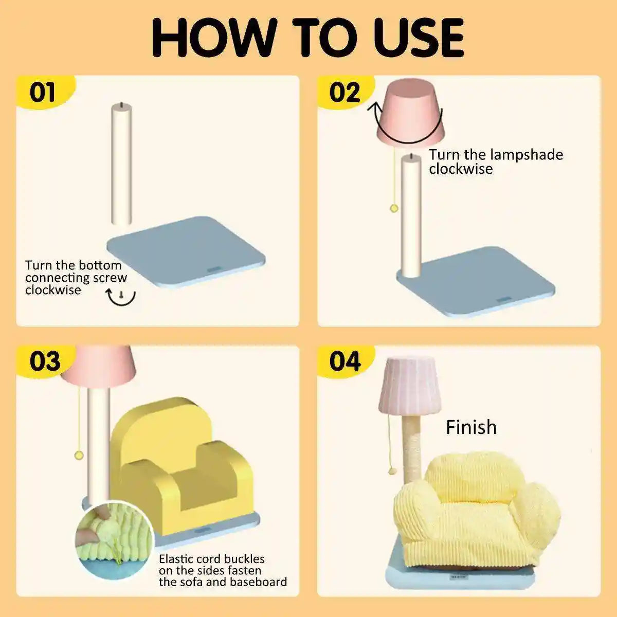 Cozy Cute Sofa Cat Lounge with Scratch Post