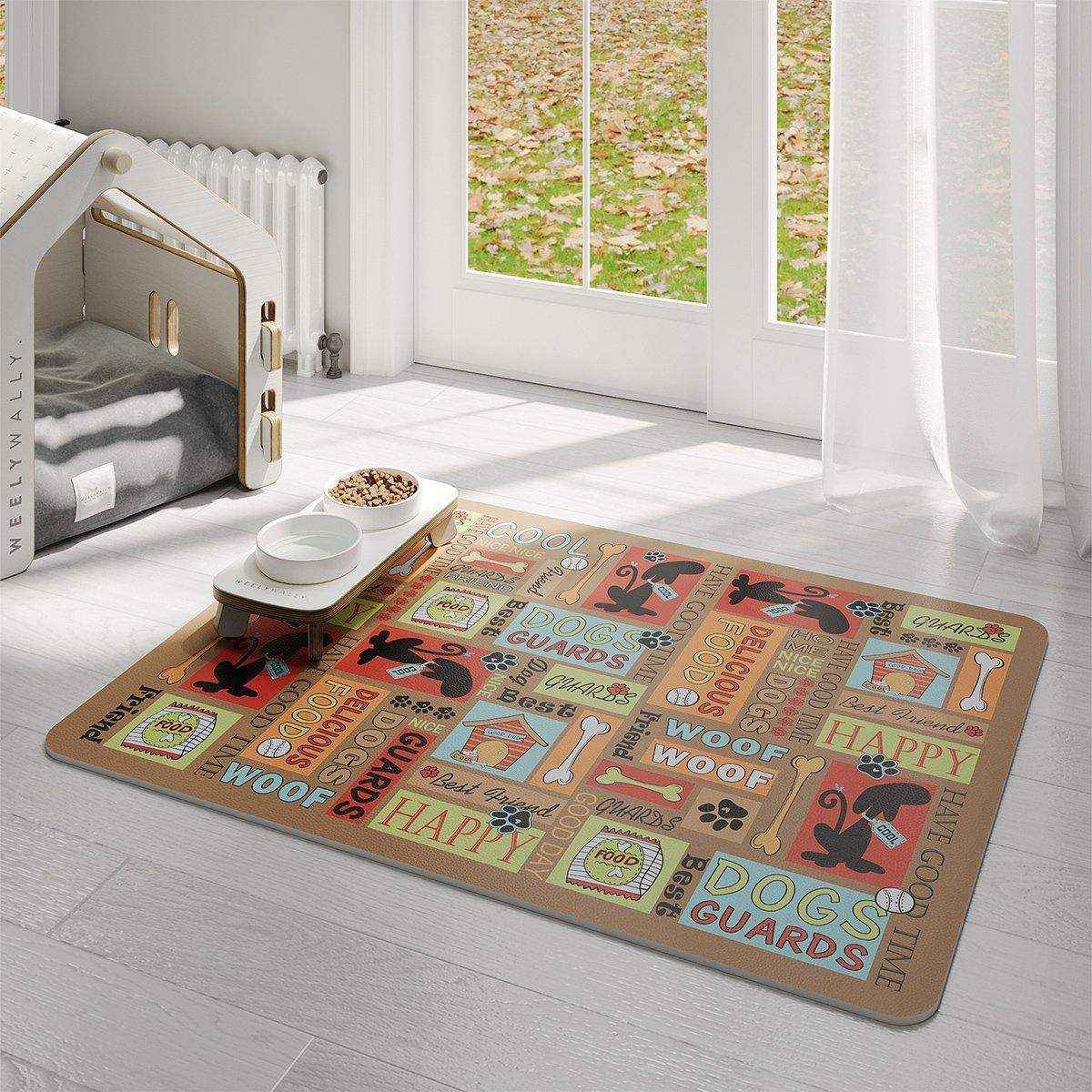 Pet Mat Waterproof Leather Fence Carpet Dog Cat Meal Mat Dog Cage Mat