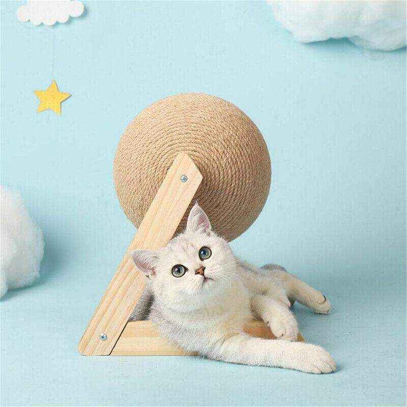 Interactive Wooden Sisal Cat Scratcher Ball Toy For Indoor Cats