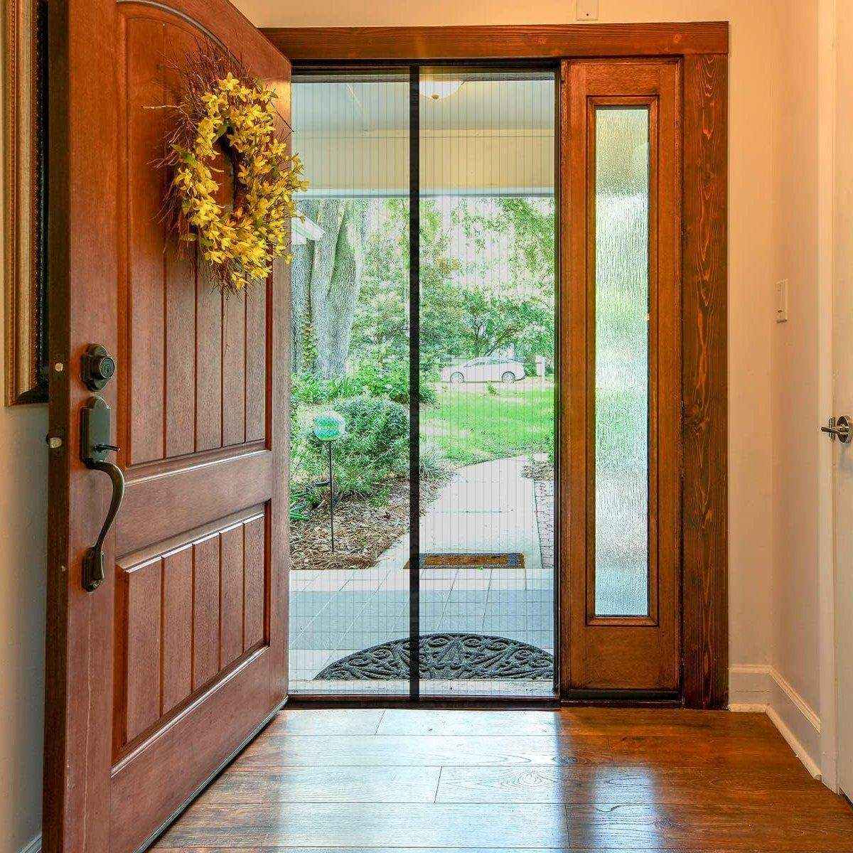 Striped Magnetic Screen Pet Door Curtain Anti Mosquito Mesh Door