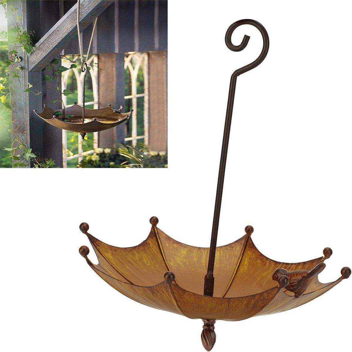 Metal Home Decoration Garden Umbrella Bird Bath Feeder Bird Trough Bird Feeders