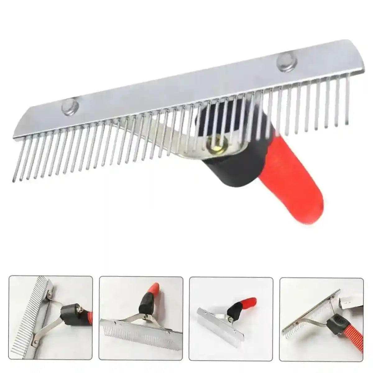 Large Dog Grooming Rake Comb Pet Hair Brush with Rubber Handle Knot Remover