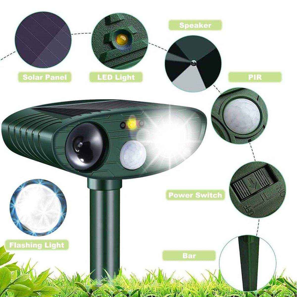 Outdoor Solar Ultrasonic Animal Repellent Rat Bird Infrared Flash Repellent