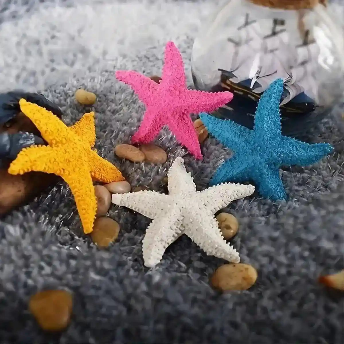 4 X Vibrant Aquarium Starfish Decorations Set
