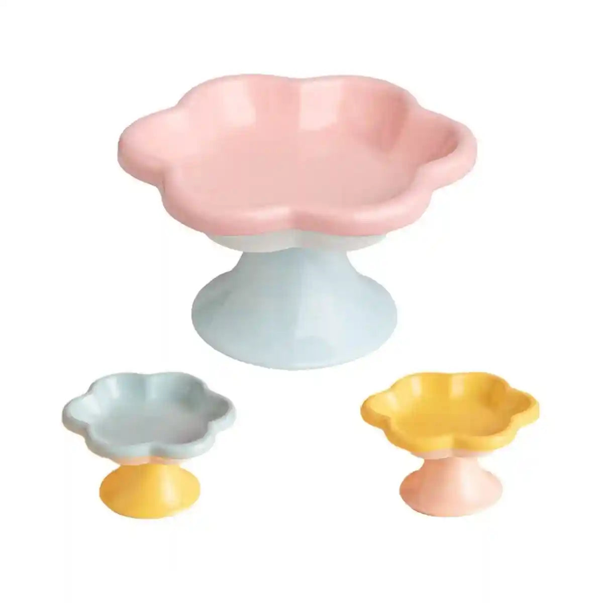 Elevated Ceramic Cat Bowl Anti-Knock Flower-Shaped Dish for Cats & Small Pets