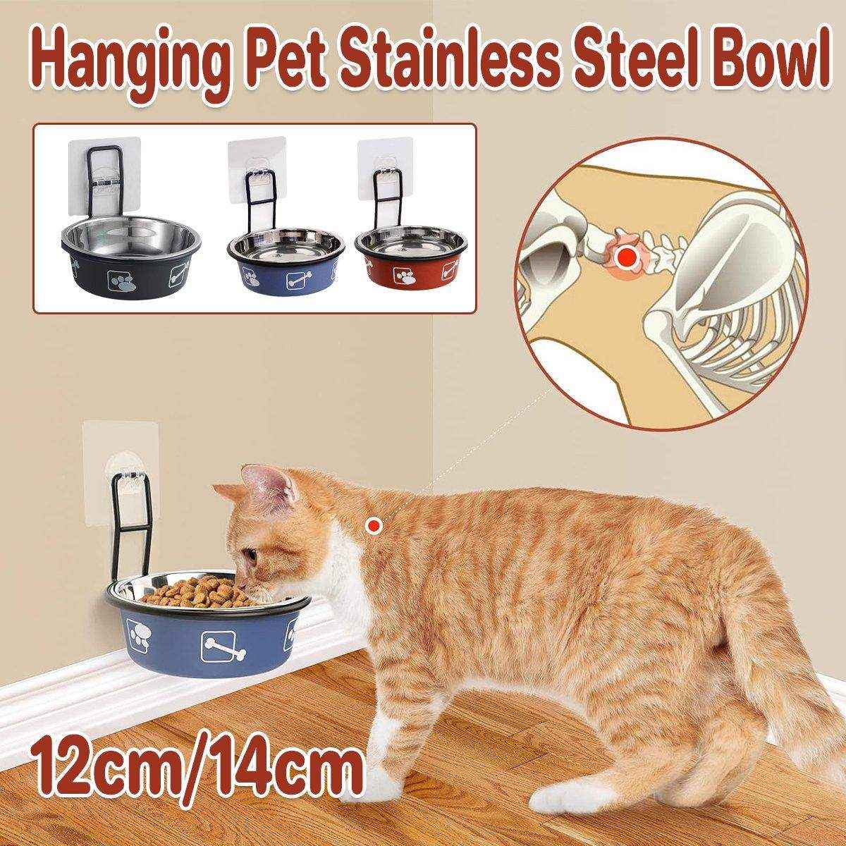 Wall-Mounted Stainless Steel Pet Bowl for Cats and Small Dogs Durable & Stylish