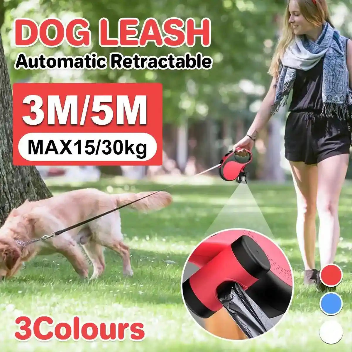 Ergonomic Retractable Dog Leash for Hassle-Free Walks