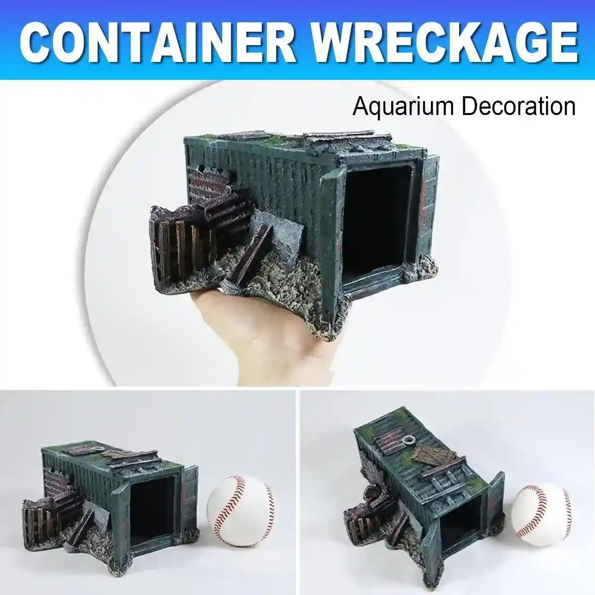 Realistic Aquarium Wreckage Decoration Resin Hiding Spot for Fish & Shrimp
