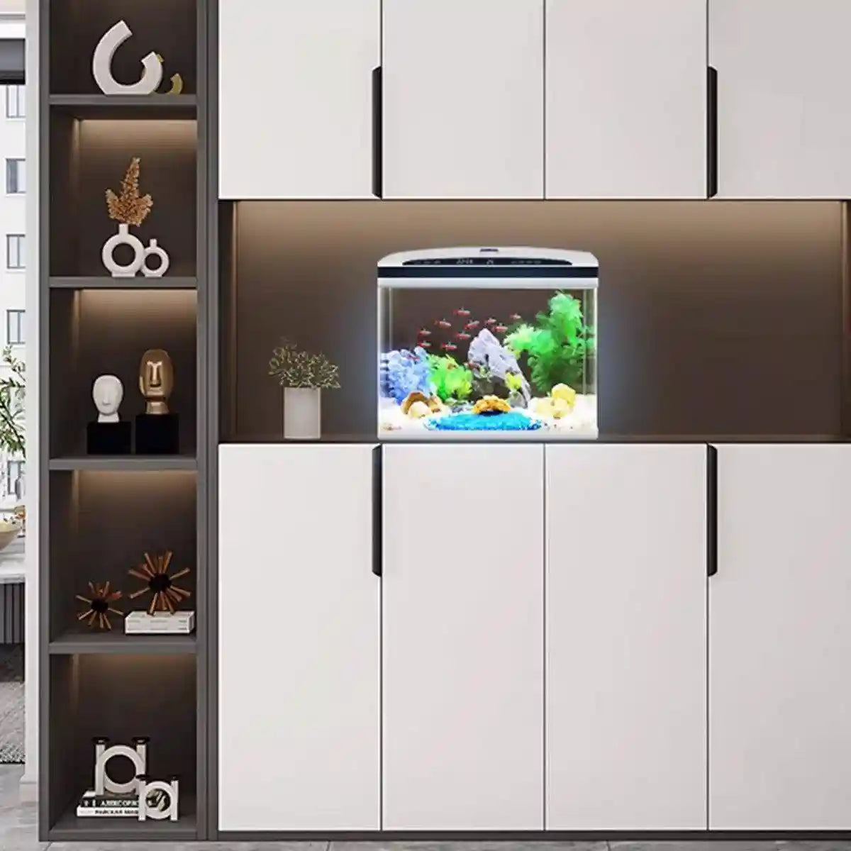 Advanced Smart Fish Tank with Self-Cleaning & LED Lights