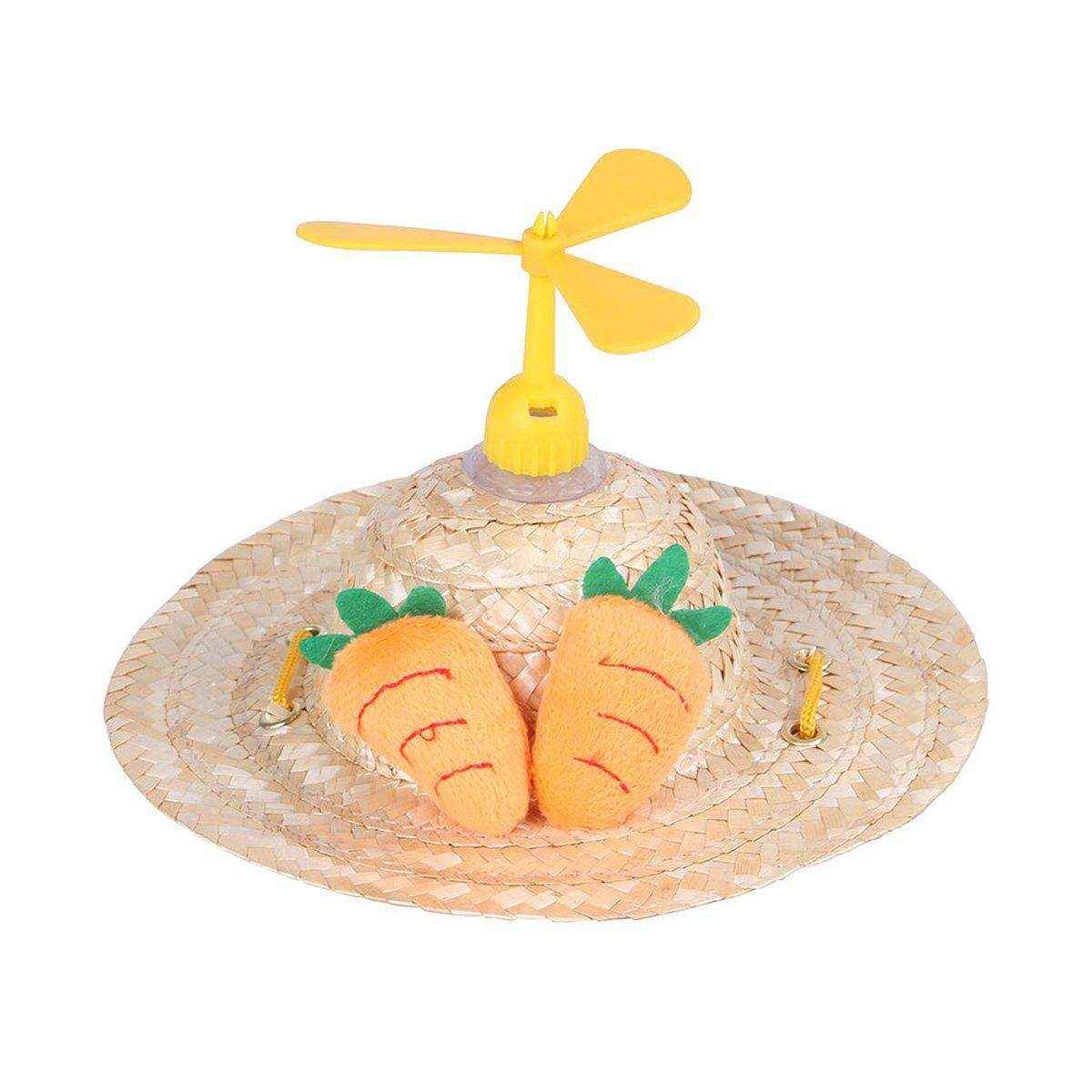 Pet Straw Hat Bamboo Dragonfly Cat And Dog Headwear Puppy Sun Hat Decoration