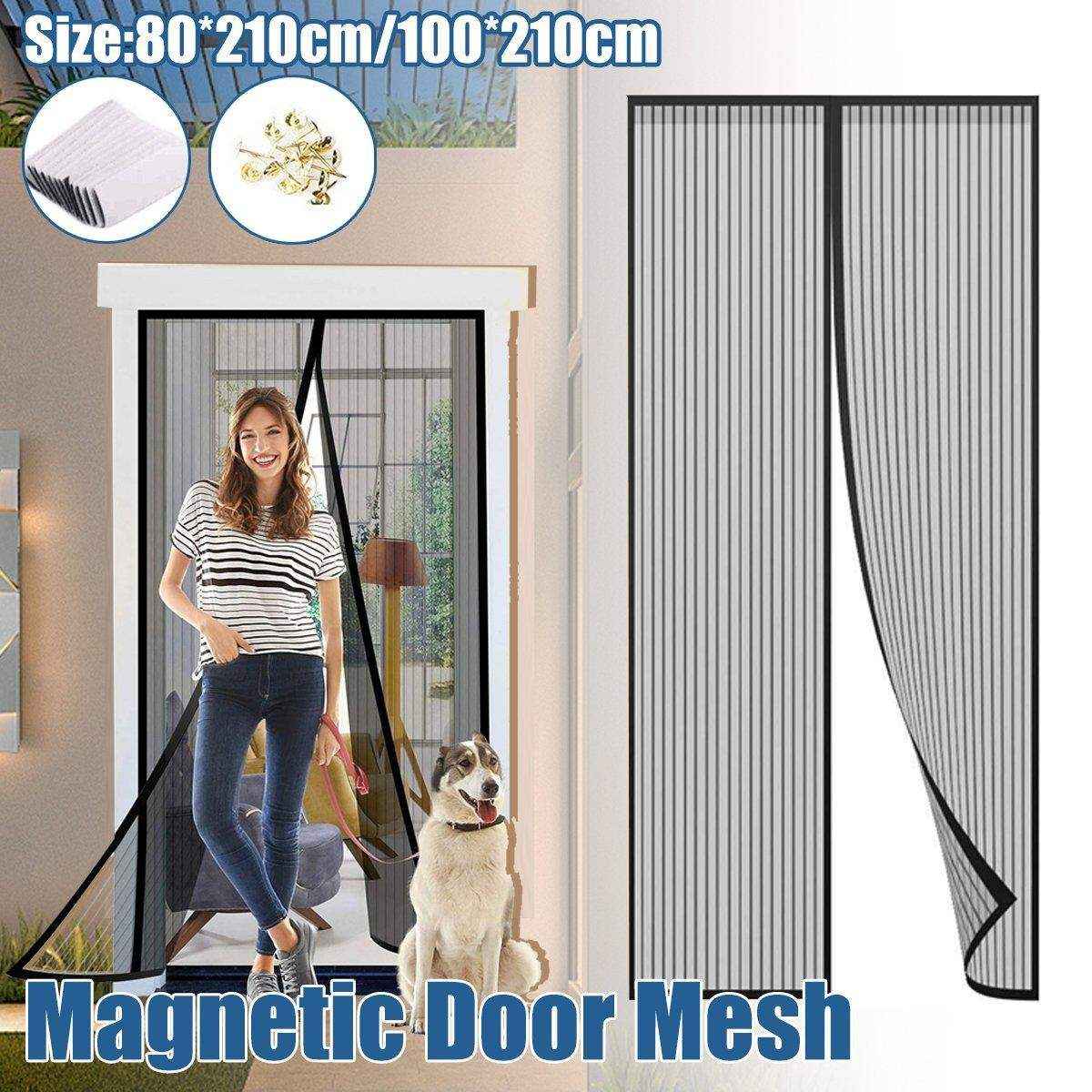 Striped Magnetic Screen Pet Door Curtain Anti Mosquito Mesh Door