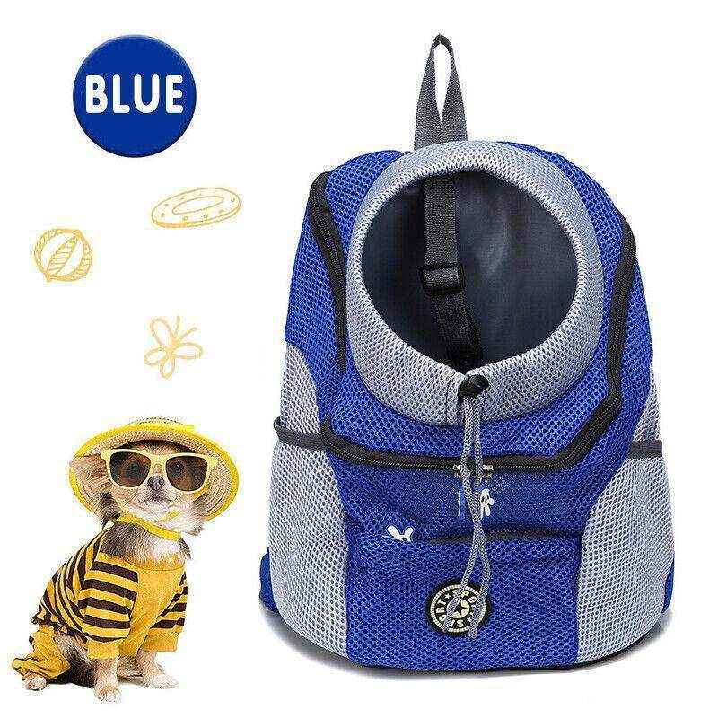 Dog Front Carrier Backpack Puppy Travel Mesh Pet Dog Carrier Backpack Blue