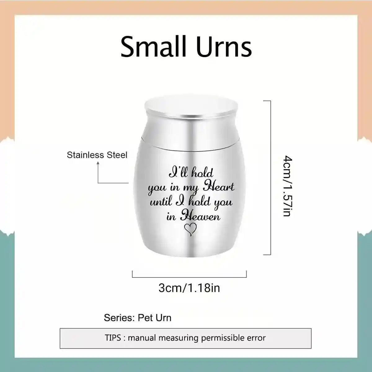 Mini Stainless Steel Pet Urn Keepsake for Ashes