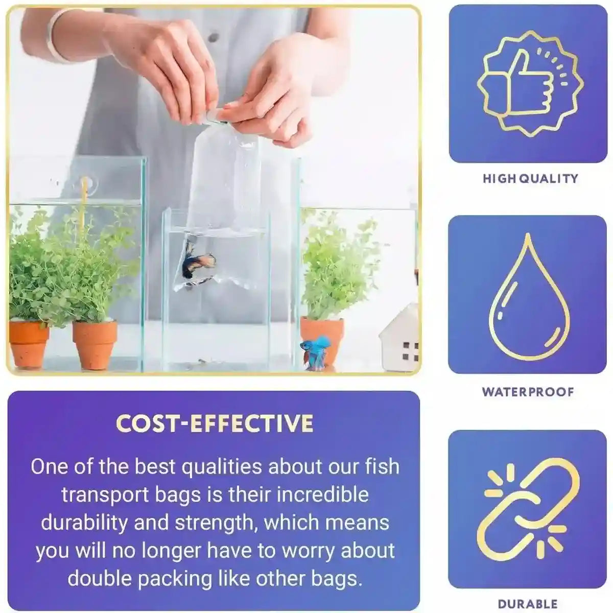 100PCS Aquarium Fish Breathing Bags Breather Bags Transport Long Life Plastic