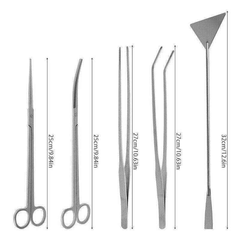 Aquarium Tool Kit Stainless Steel Aquatic Plant Tweezers Scissors Spatula Set