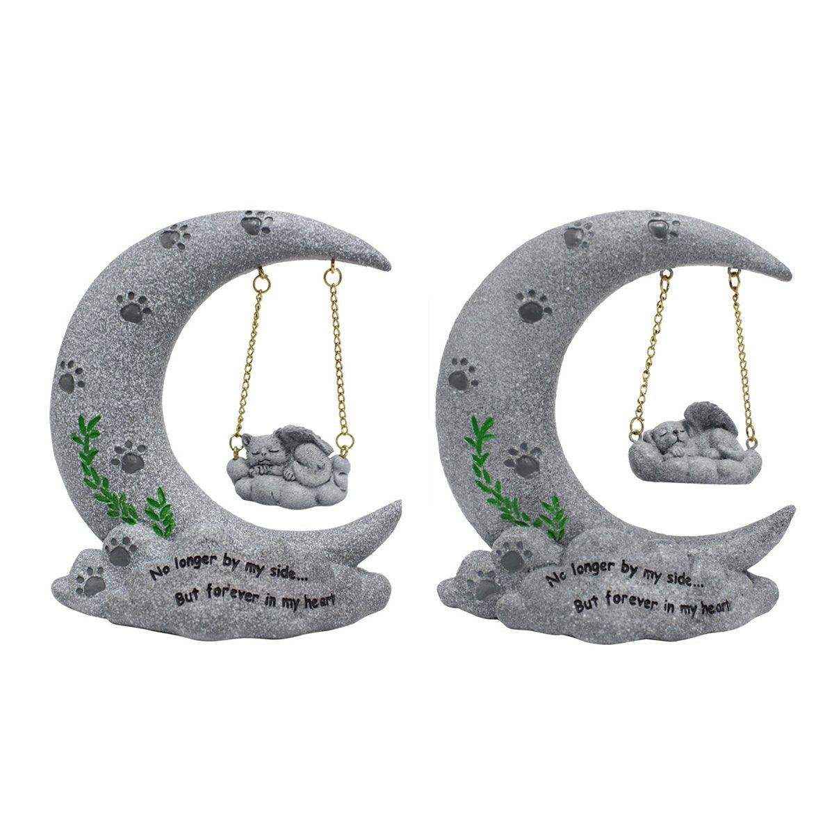 Moon-Themed Pet Memorial Resin Cat or Dog Tribute for Garden & Home