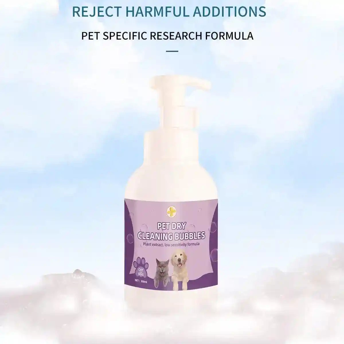 Pet Dry Cleaning Bubbles No-Rinse Foam Cleanser for Cats & Dogs 500ml