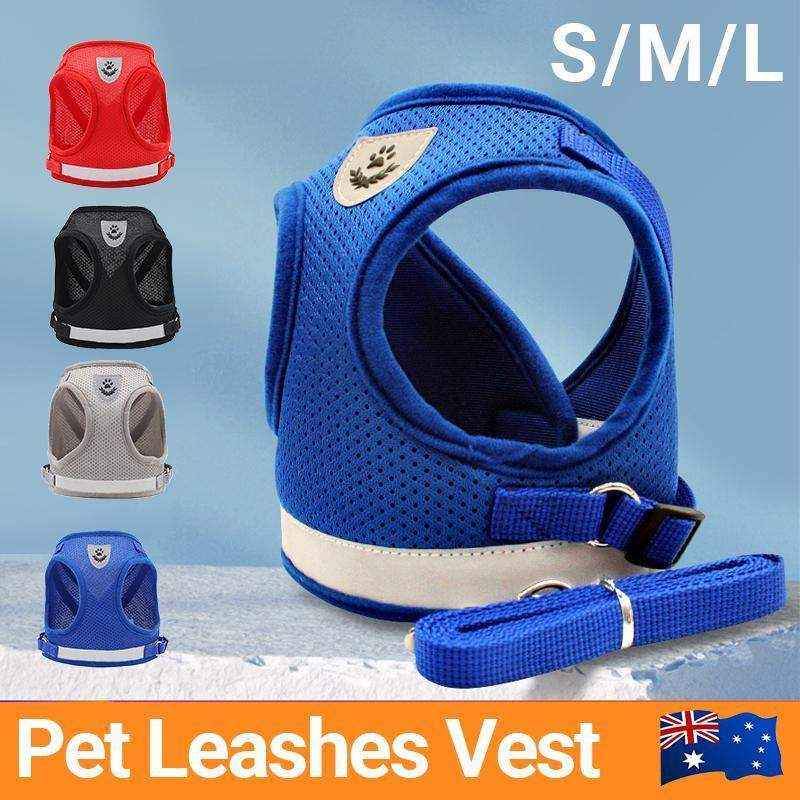 Reflective Dog Cat Pet Harness Leash Puppy Soft Adjustable Vest Mesh Clothes