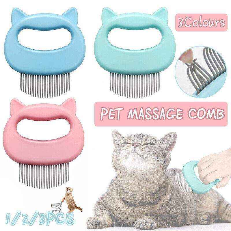 1-3xRelaxing Cat Comb Massager Pet Grooming Brush Dog Hair Removal