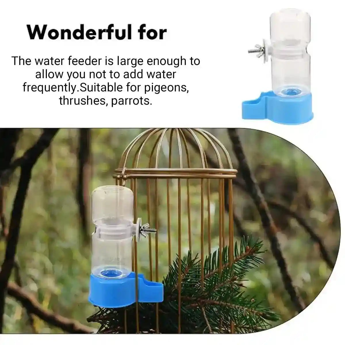 Automatic Bird Water Feeder Convenient Cage Attachment & Easy Refill