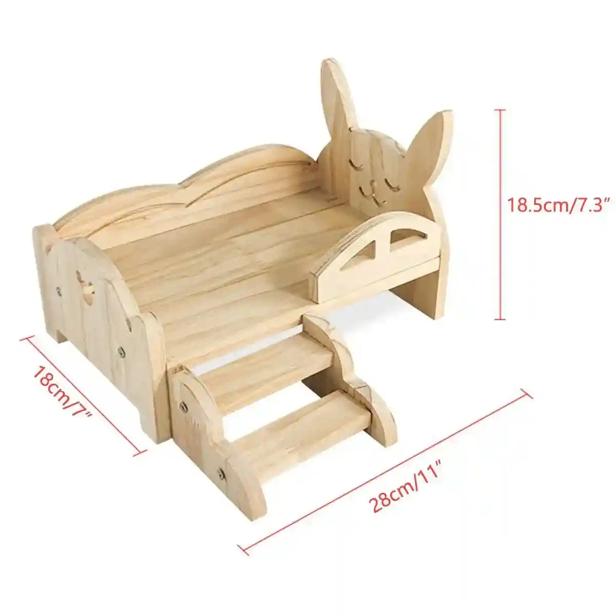 Solid Wood Rabbit Bed with Ladder Durable & Stylish Design