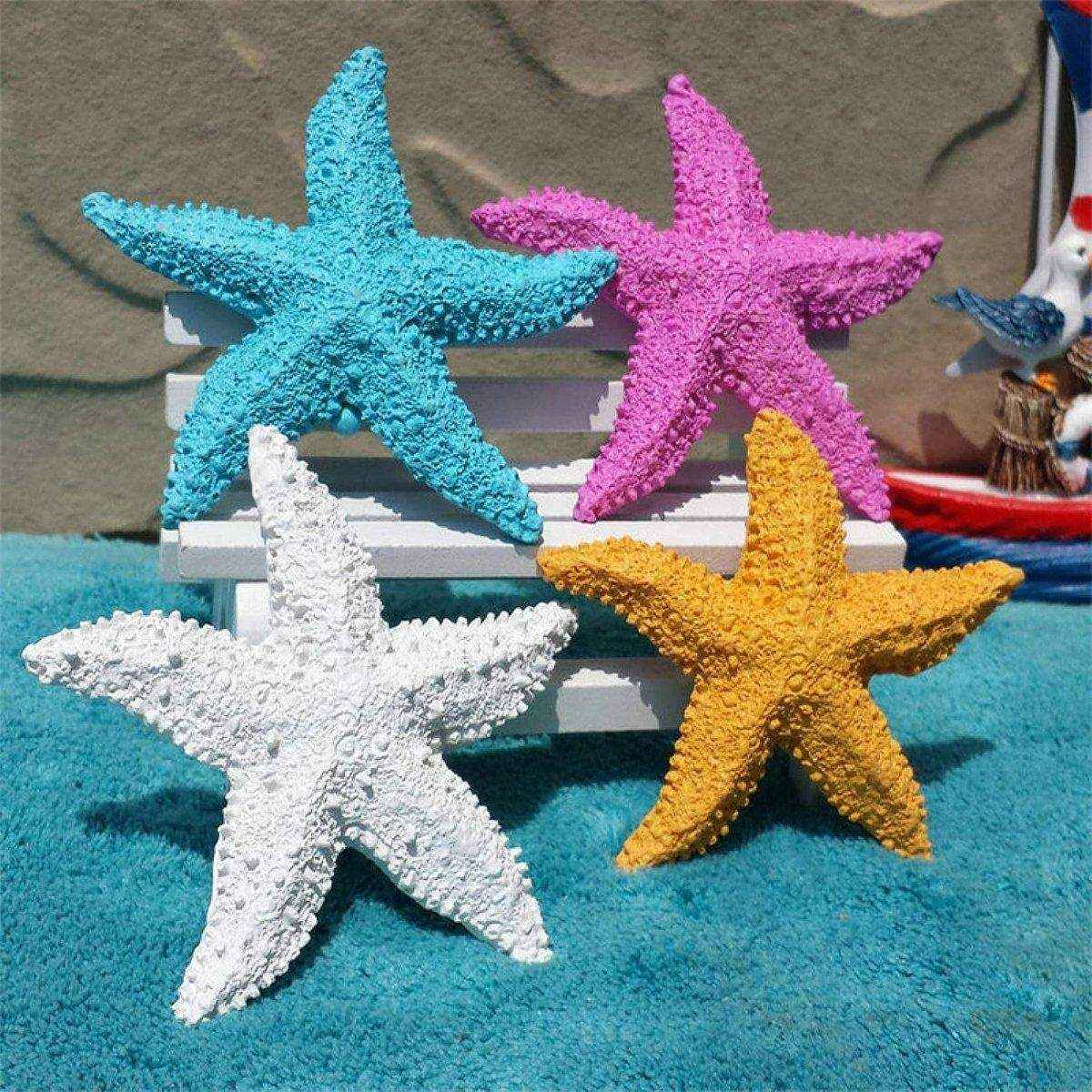 4 X Vibrant Aquarium Starfish Decorations Set