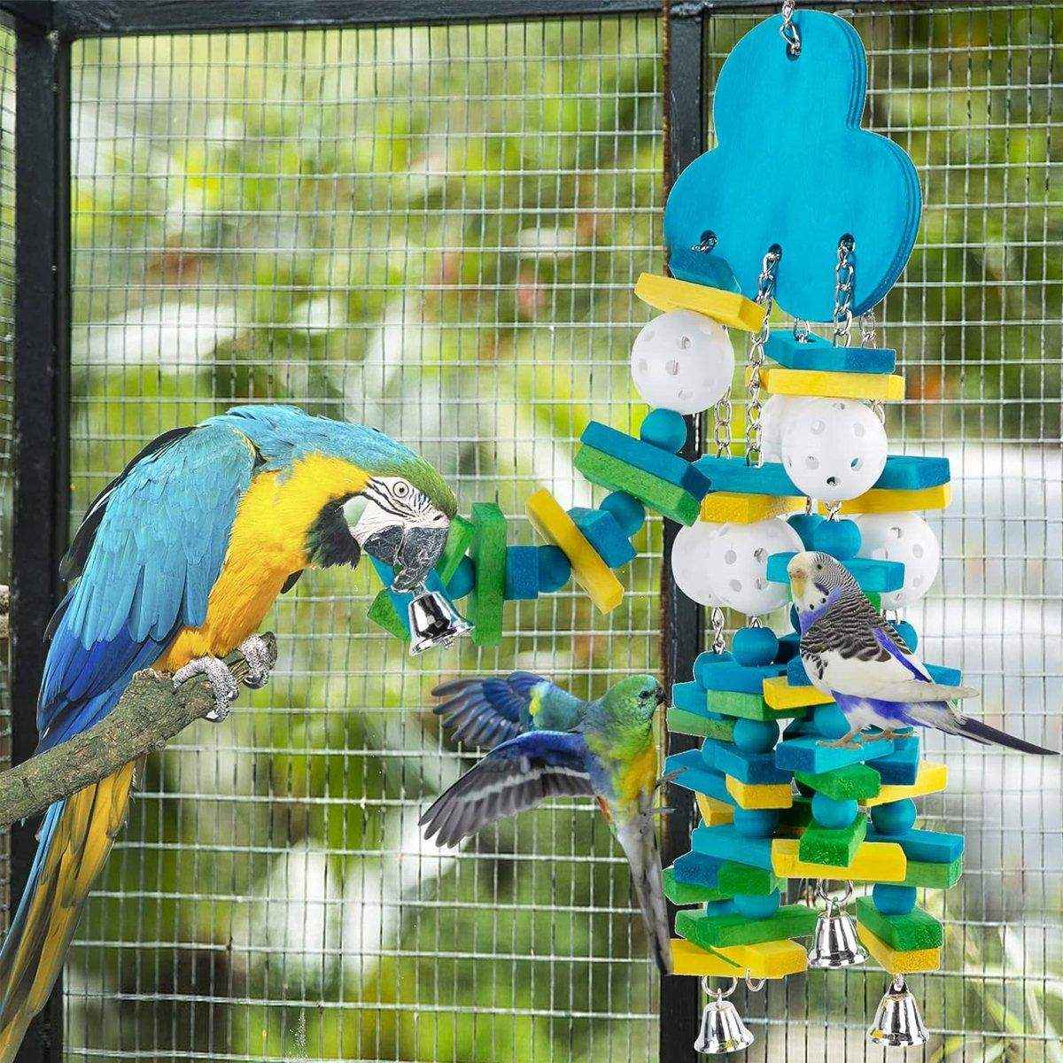 Interactive Colorful Wooden Parrot Toy Set