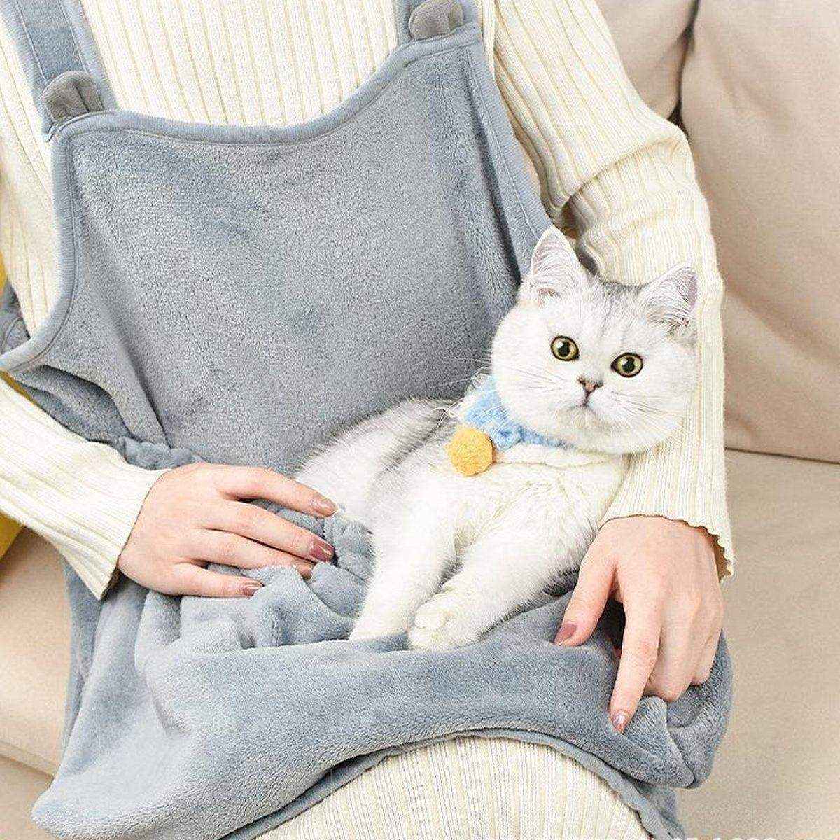 Non-stick Hair Cat Apron Suit Kangaroo Style No Hole Pet Bib for Grooming Safety