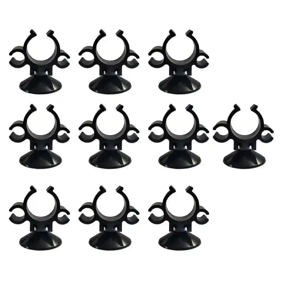 10X Black Heater Double Buckle Suction Cup Sucker Clip Holder Fish Tank Aquarium