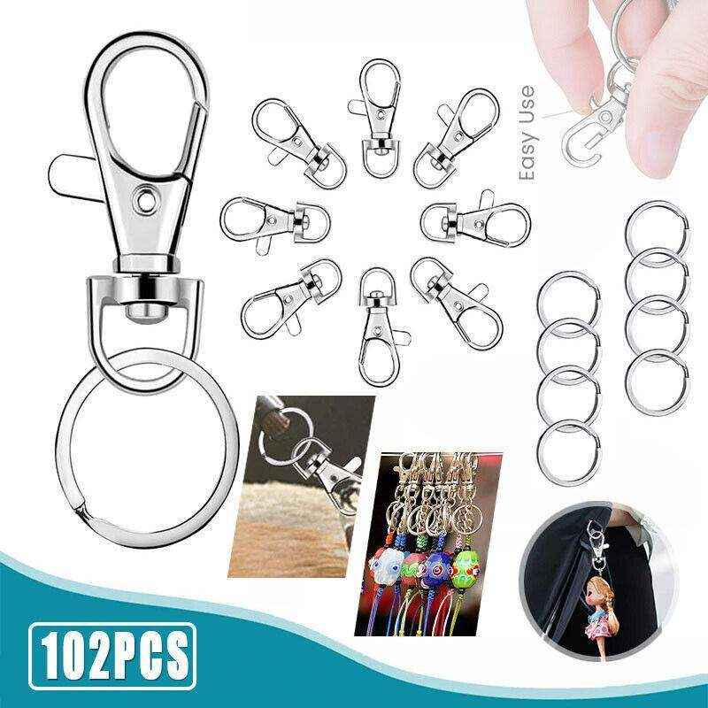Stainless Steel Keychain Rings Durable DIY Clasps (102PCS Set)