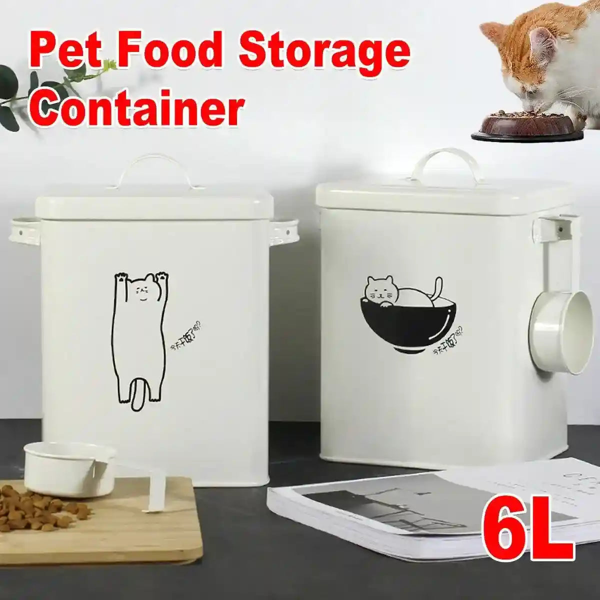 Pet Food Storage Container with Measuring Scoop 6L
