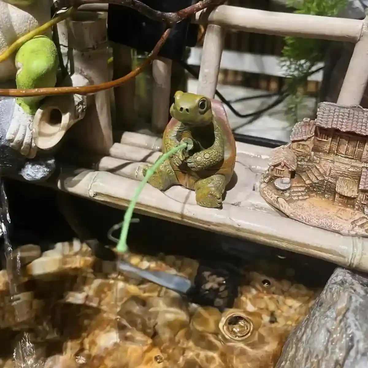 Fishing Turtle Ornament for Aquarium