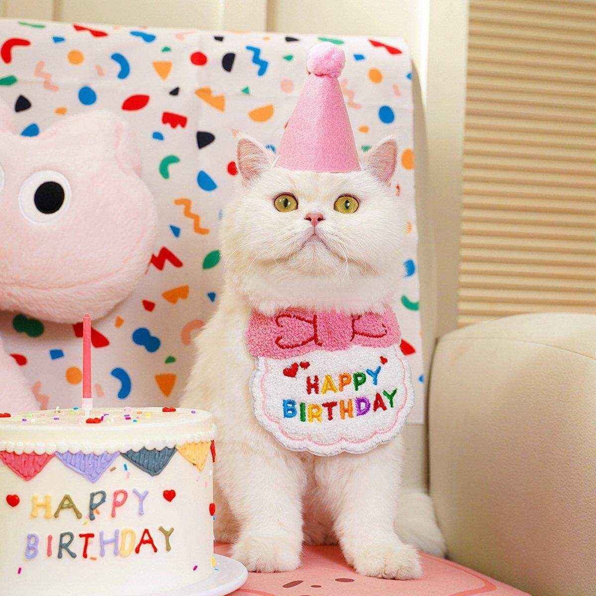Pet Ins Wind Birthday Saliva Towel Bib Scarf Dog Cat Hat Decorations