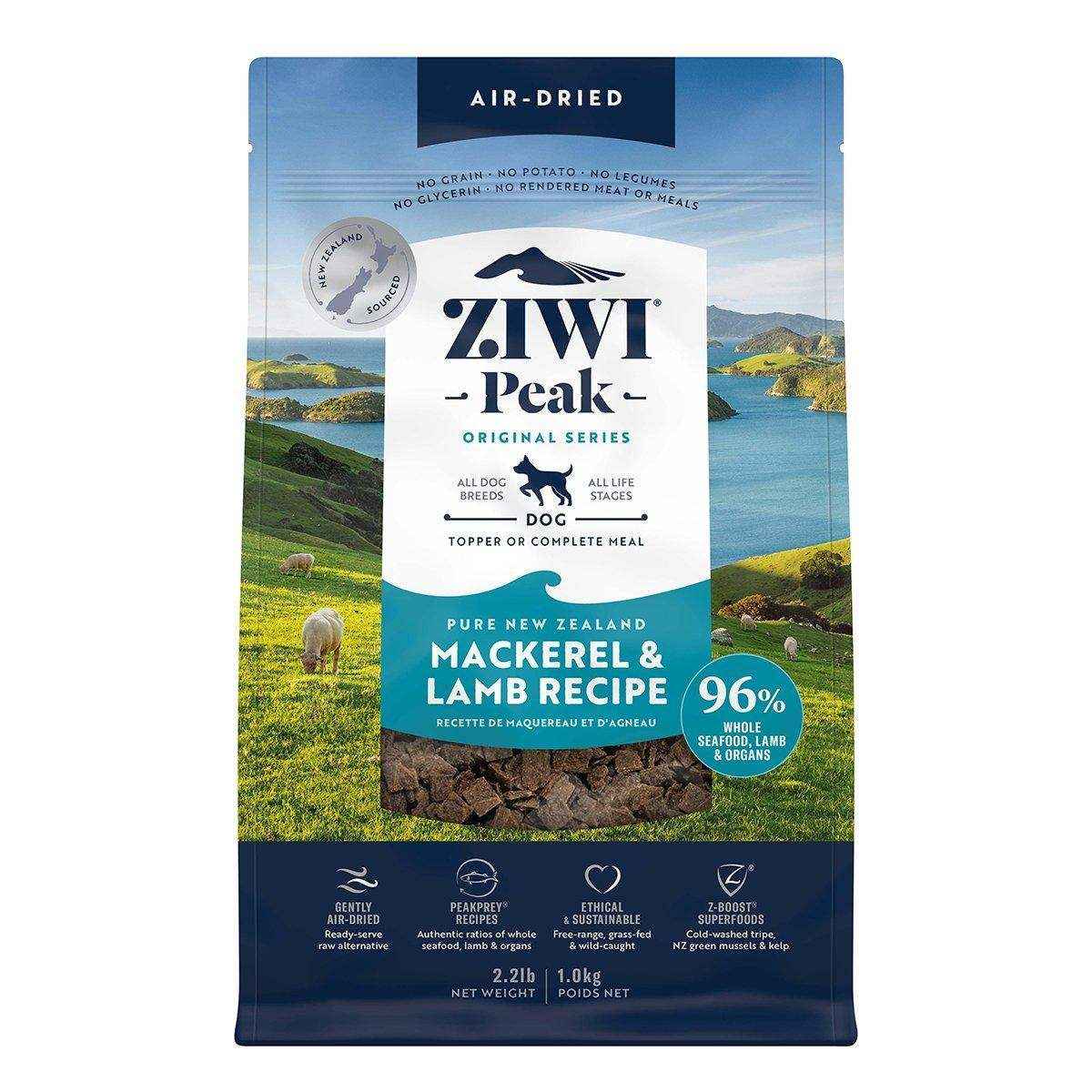 ZIWI Peak Air-Dried Mackerel & Lamb Dog Food 1kg/2.5kg/4kg
