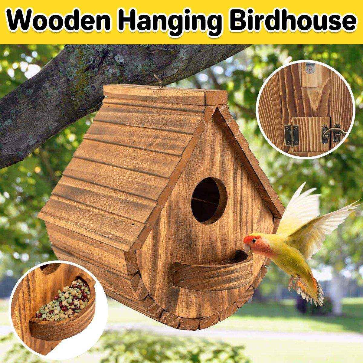 Hanging Wooden Birdhouse Outdoor Bird Shelter