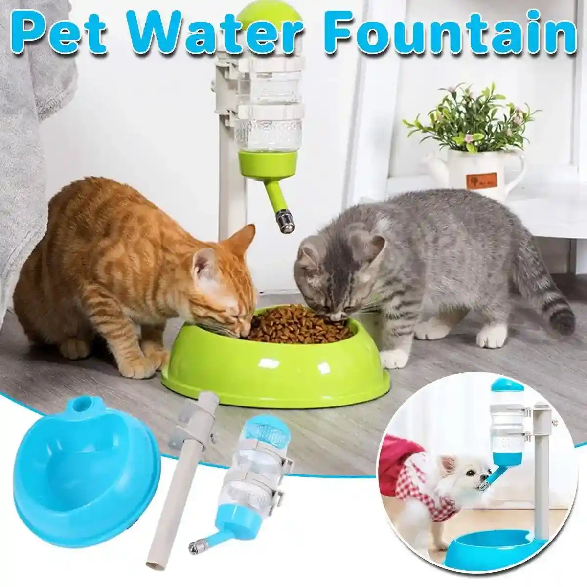 Adjustable Pet Bowl Set with Water Dispenser