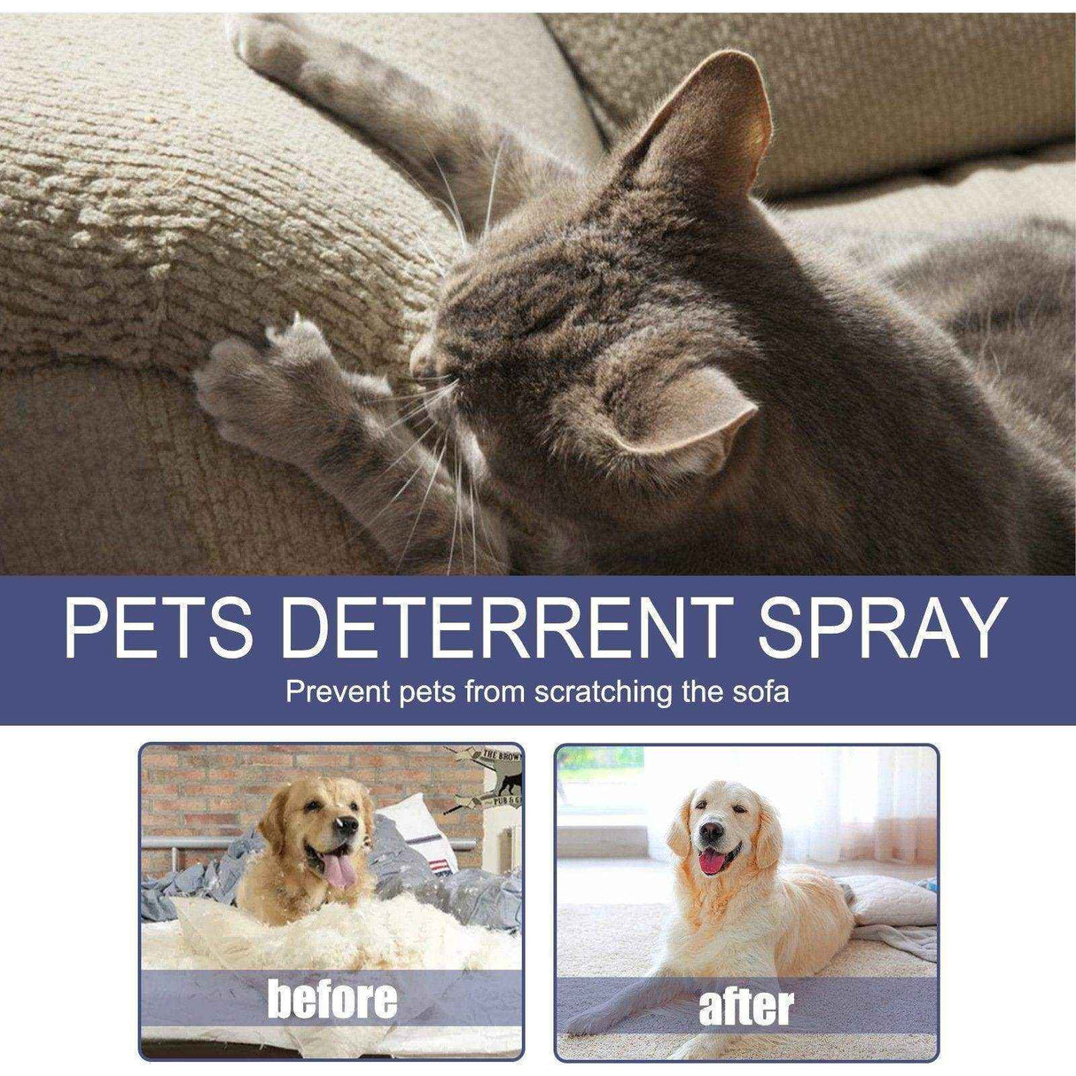 Pet Anti-Scratch Spray Protect Doors Sofas & Set Boundaries for Cats & Dogs