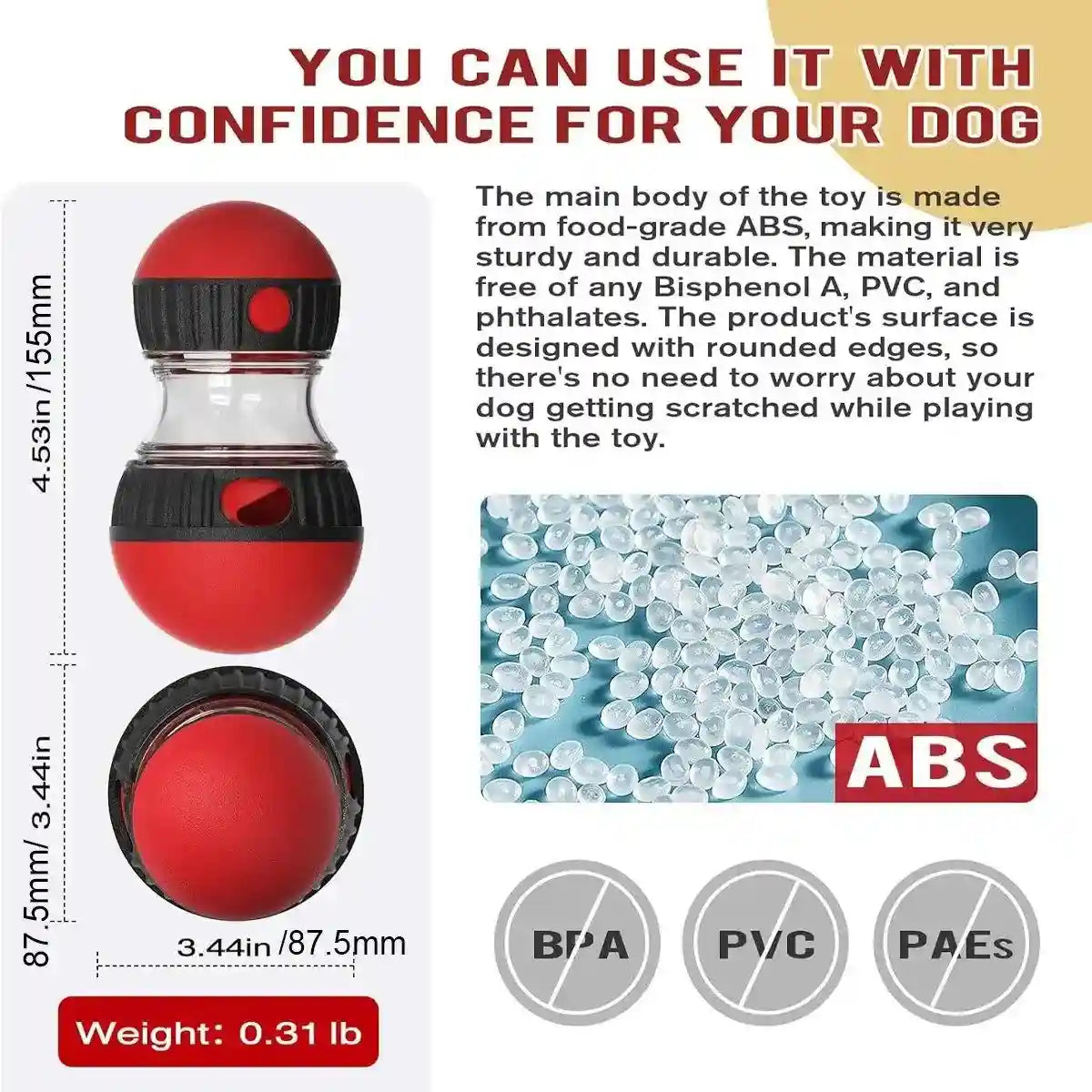 Slow Feeder Dog Toy Rolling Food Ball Funnel Pet Training Interactive Treat Toy