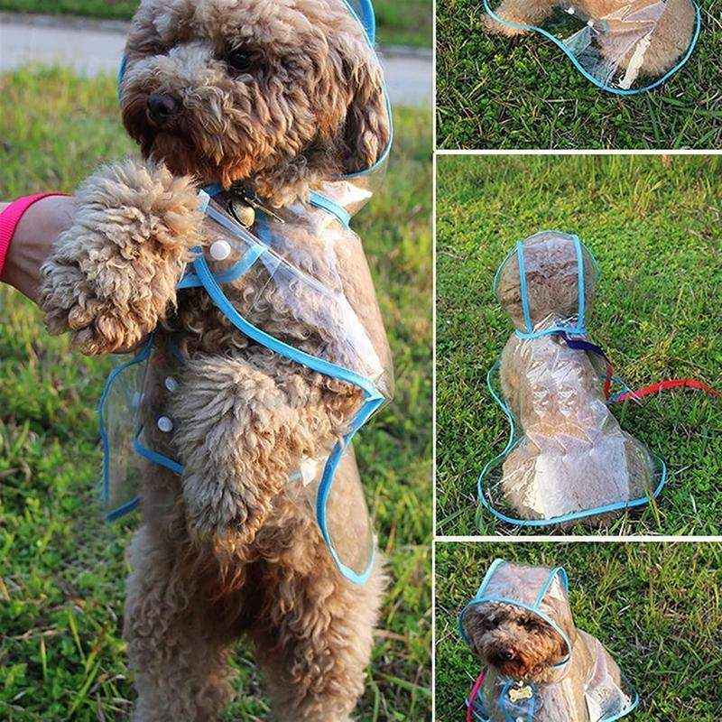 Waterproof Dog Rain Jacket- Puppy Hooded Outdoor Coat Vest Clothes Raincoat
