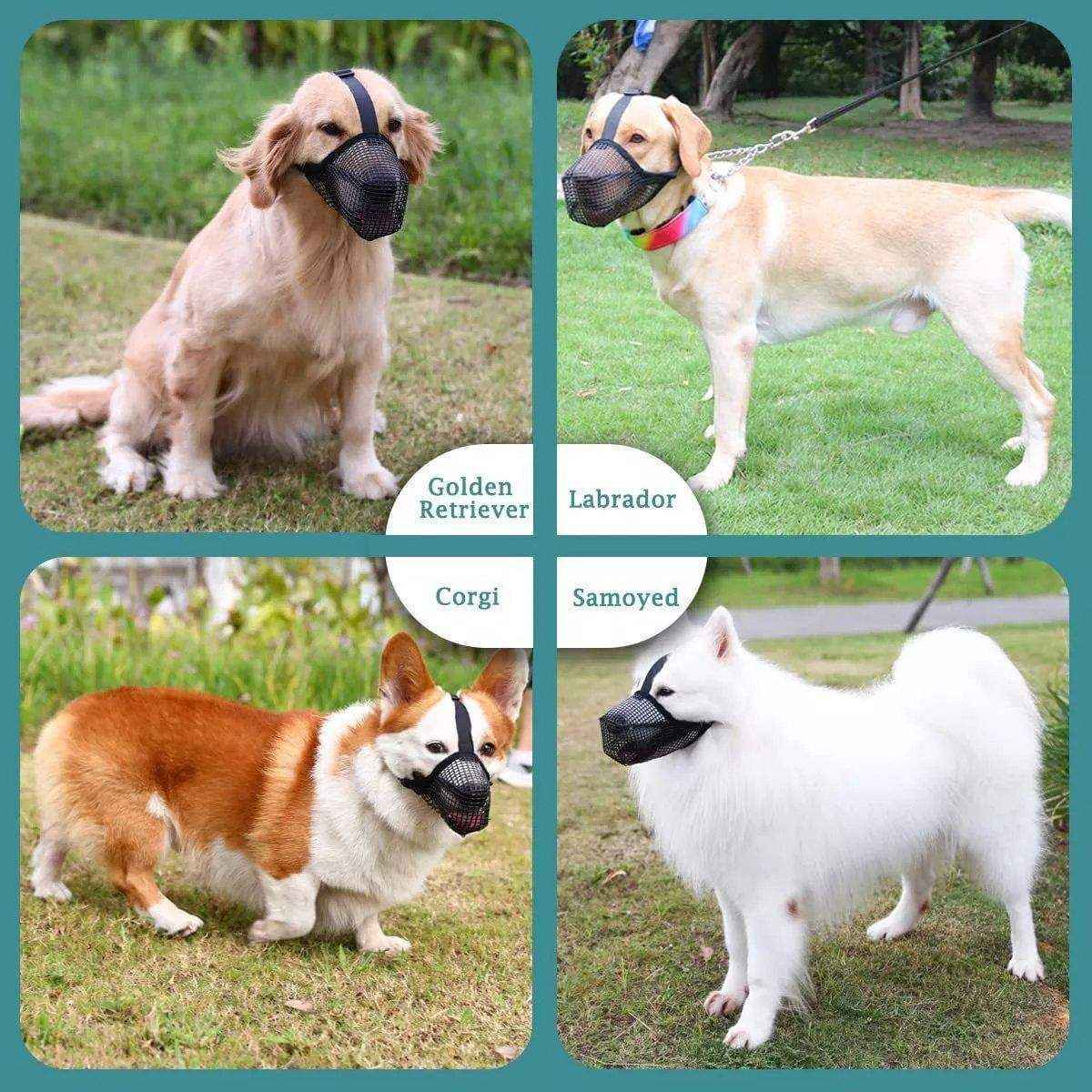 2PCS Adjustable Mesh Dog Muzzle Set Breathable Anti-Bite Muzzles