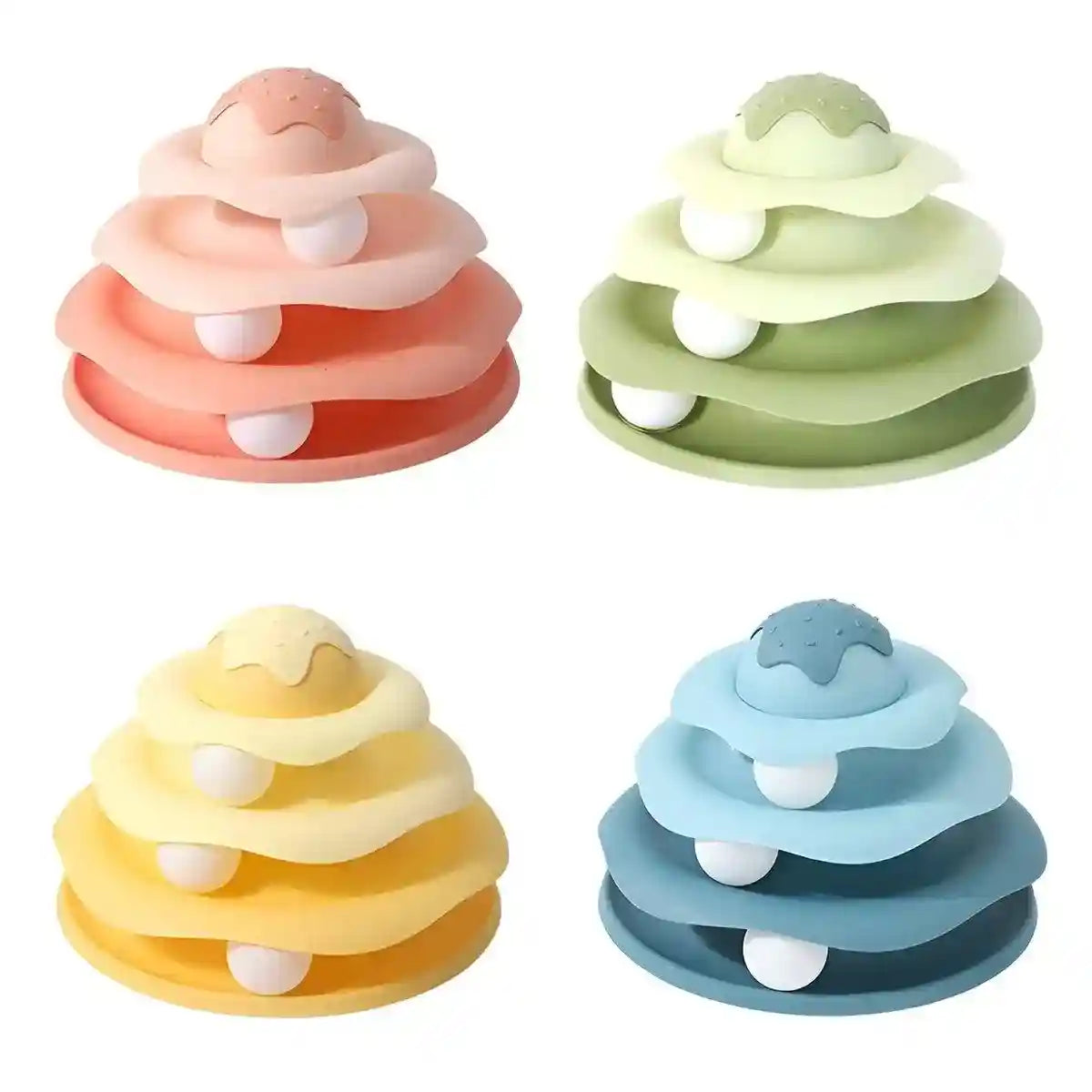 Funny Cat Toy Pet Toys Plastic Tower Interactive Track Ball Playing Game 3 Level
