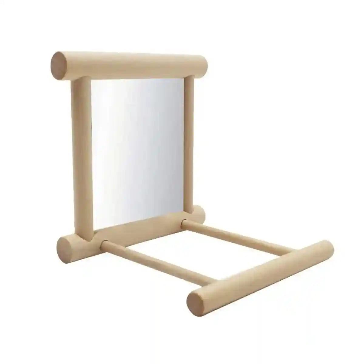 Bird Mirror with Perch 2-in-1 Toy Stand for Small to Medium Birds