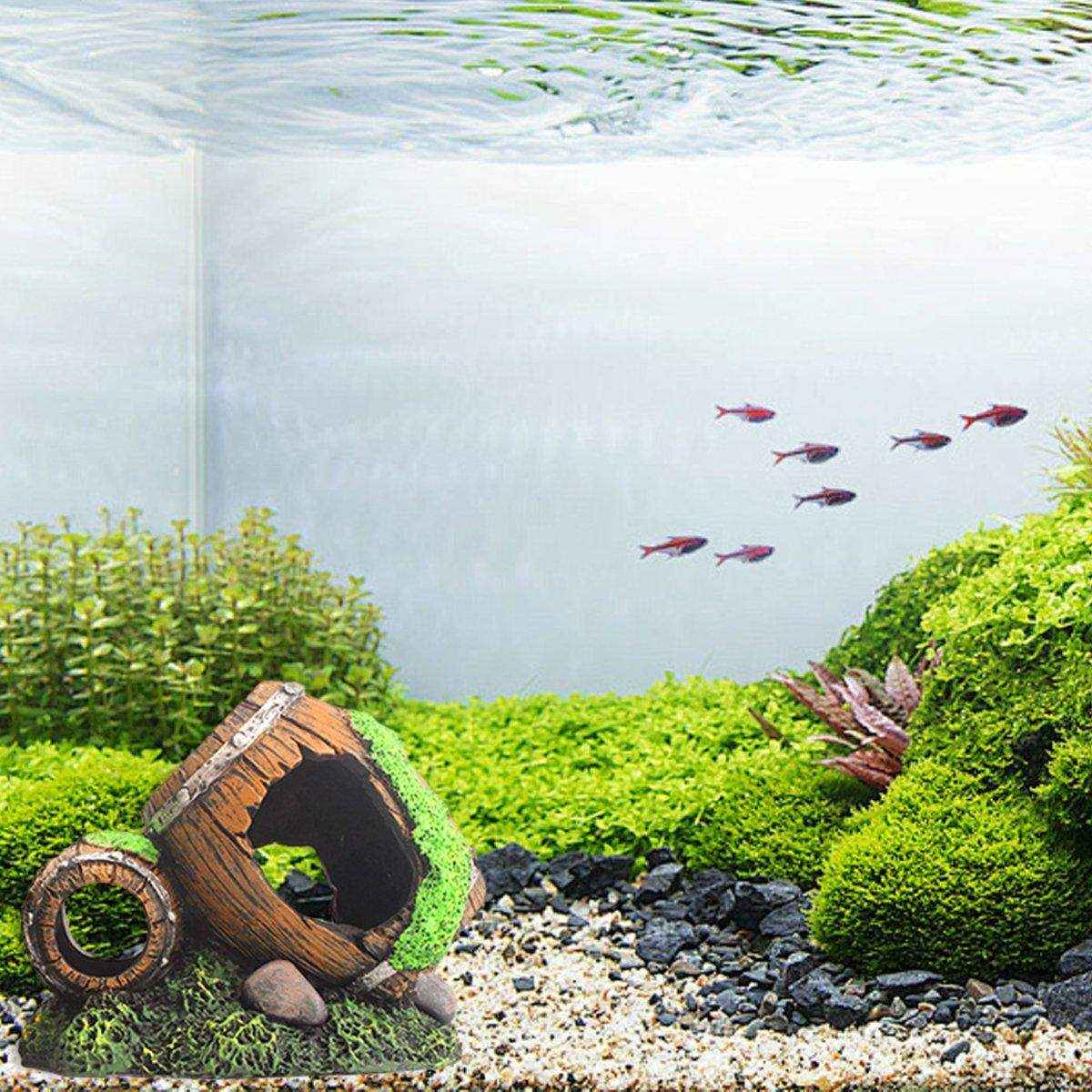 Resin Wine Barrel Aquarium Decoration