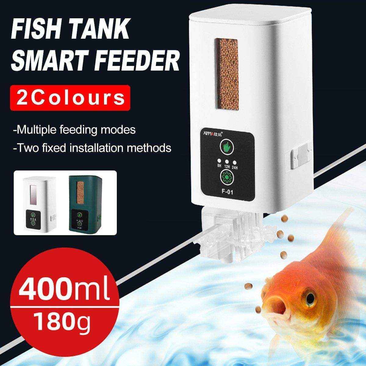 Automatic fish feeder with 400ml capacity for consistent aquarium feeding